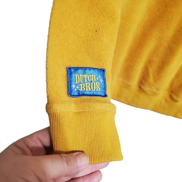 Dutch Bros Yellow Gold Mustard Crewneck Sweatshirt Coffee Uniform Size Small - Picture 6 of 6